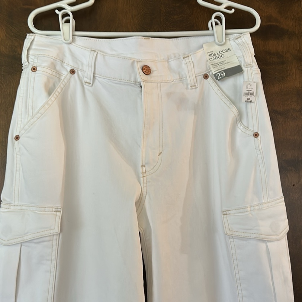 GAP 90’s  WHITE LOOSE CARGO MID RISE NWTS SIZE 29/8